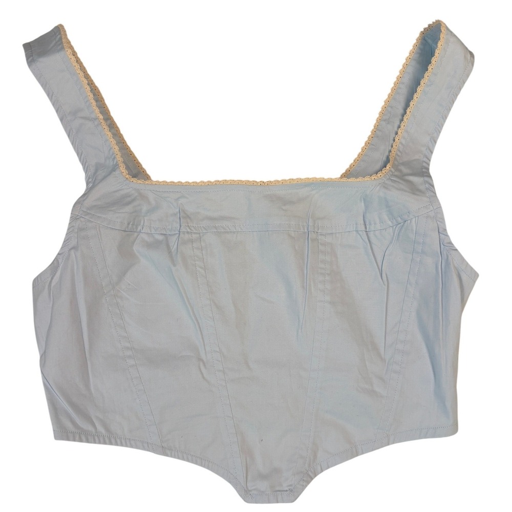 Cotton Candy LA Light Blue Corset Crop Top Lace Trim Back Zip CT-11019 Medium